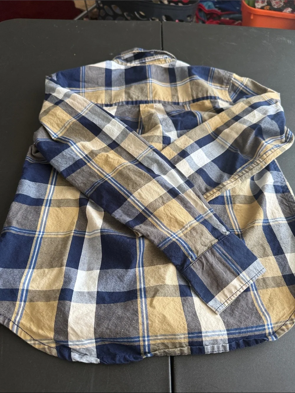 Nordstrom Blue and Tan Plaid Button-Down Shirt